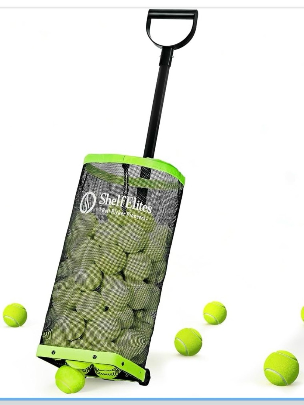 Portable tennis ball hoper pickleball basket foldable tennis ball cart with bag